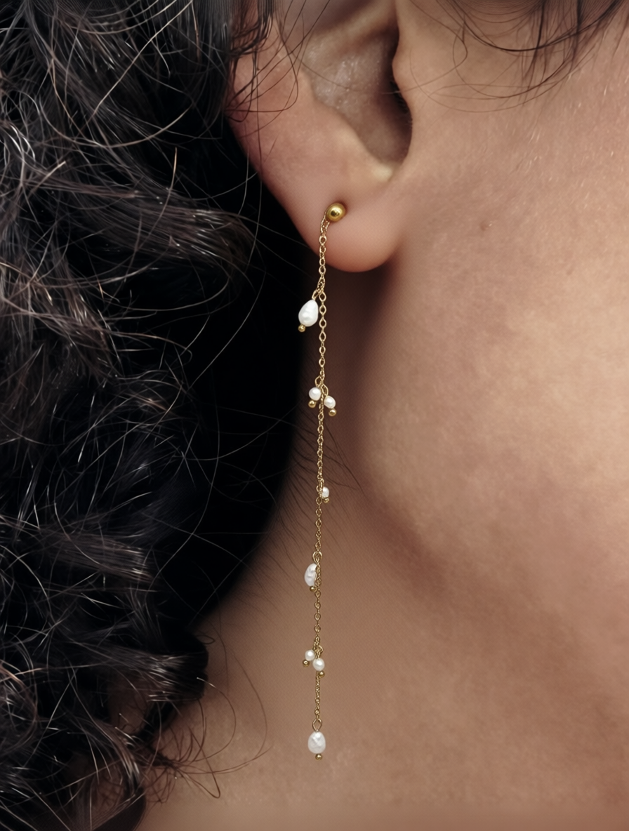 Pendientes Cadena Perlas XL