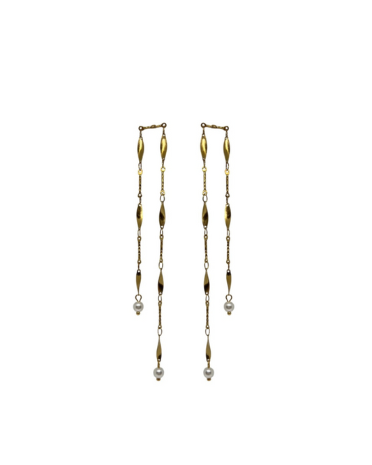Pendientes Double Pearl Chain (Par)