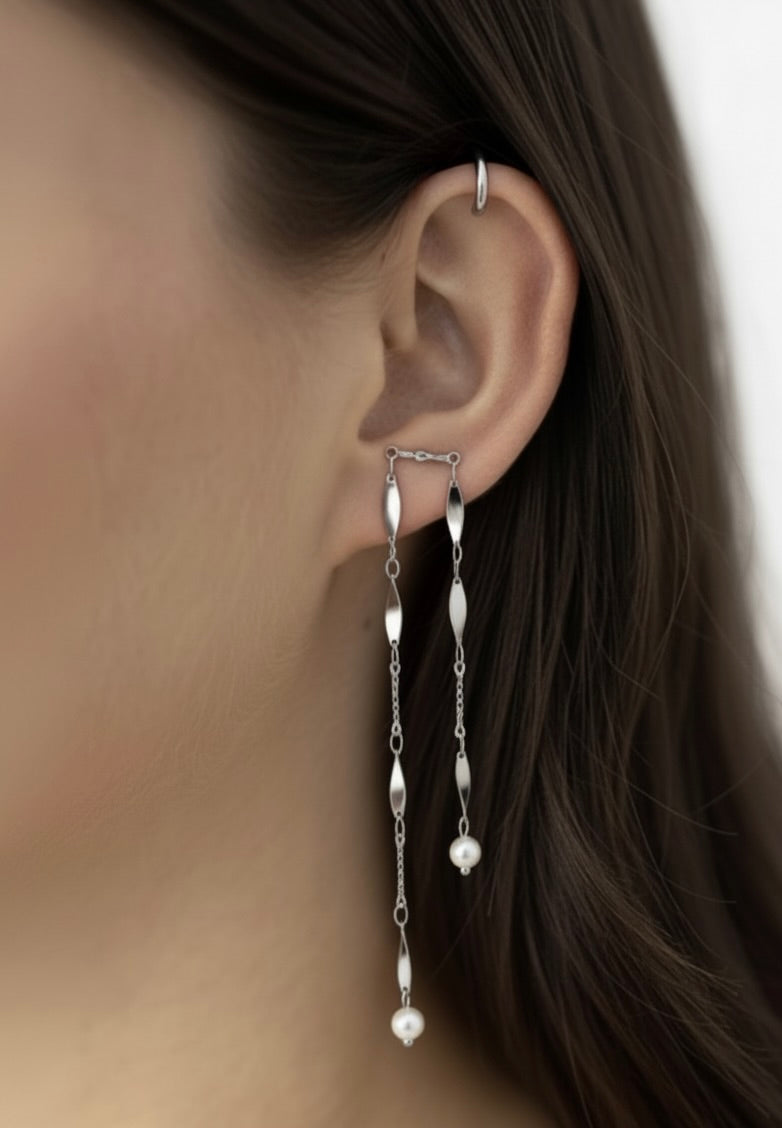 Pendientes Double Pearl Chain (Par)